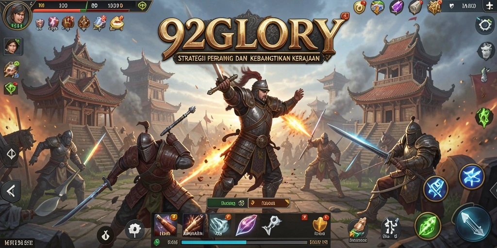Tampilan gameplay <strong>92GLORY</strong> yang intens dengan strategi perang yang mendalam.