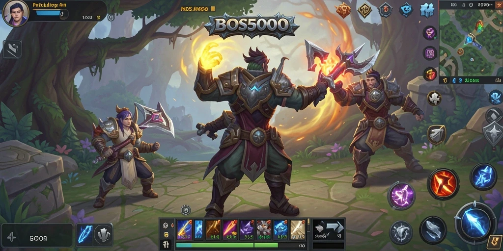 Screenshot menampilkan aksi seru dalam <strong>BOS5000</strong> dengan pertarungan karakter yang dinamis.
