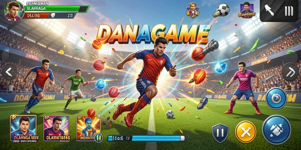 Tampilan gameplay seru dalam DANAGAME yang menampilkan beragam olahraga.