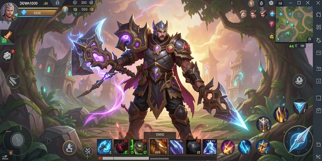 Screenshot gameplay DEWA1000 menampilkan pertarungan yang mendebarkan di dunia fantasi.