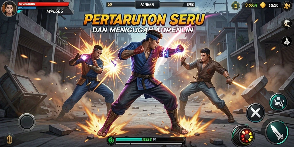 Screenshot MPO666 menampilkan aksi pertarungan penuh adrenalin.