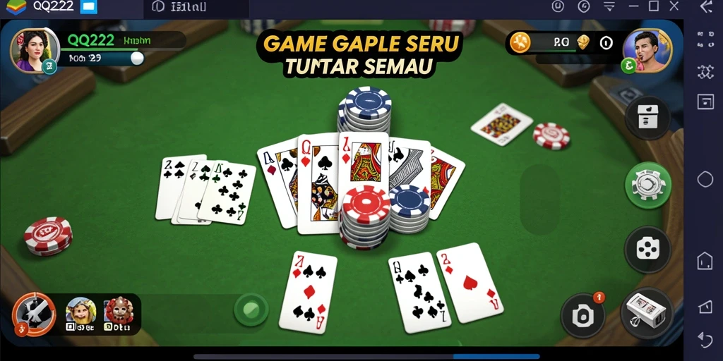 Gameplay seru Gaple di QQ222 dengan teman-teman.