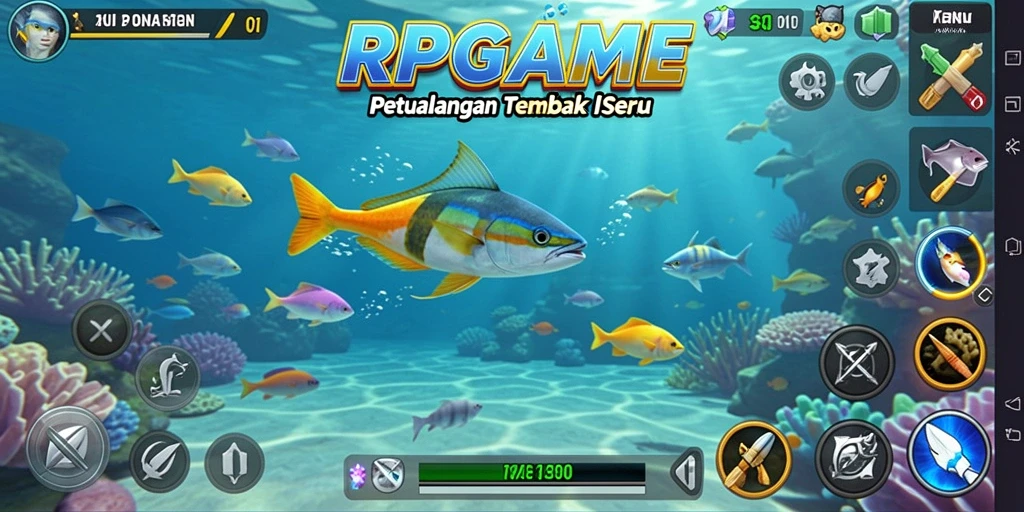 Tampilan utama gameplay RPGAME dengan aksi Tembak Ikan yang menarik.