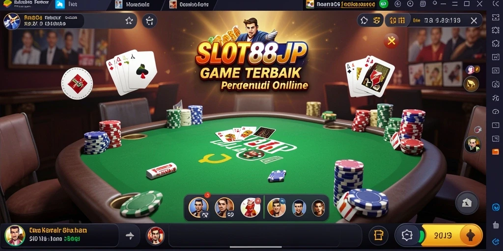Tampilan gameplay menarik di SLOT88JP dengan suasana poker yang mendebarkan.