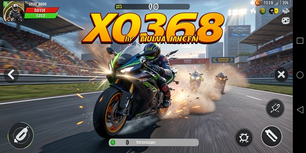 Tampilan gameplay XO368 yang mendebarkan di lintasan balap.